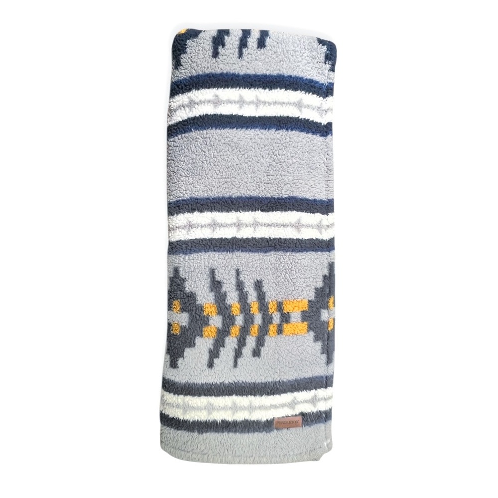 Pendleton Gray/Navy/Gold/Ivory SIERRA RIDGE Sherpa Throw Blanket 50" x 70"